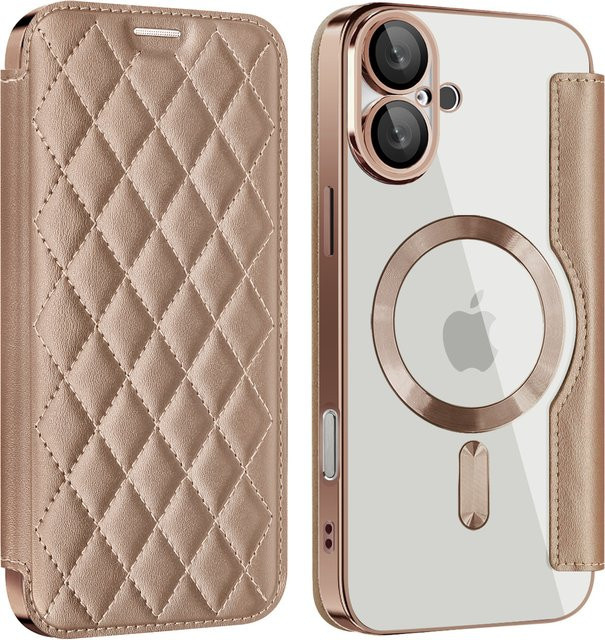 Xiaoxiangfeng Flip-Kartenhalter All-Inclusive Handyhülle mit MagSafe Wireless Charging für iPhone 16 15 14 13 Pro Max in Braun - Bild 1