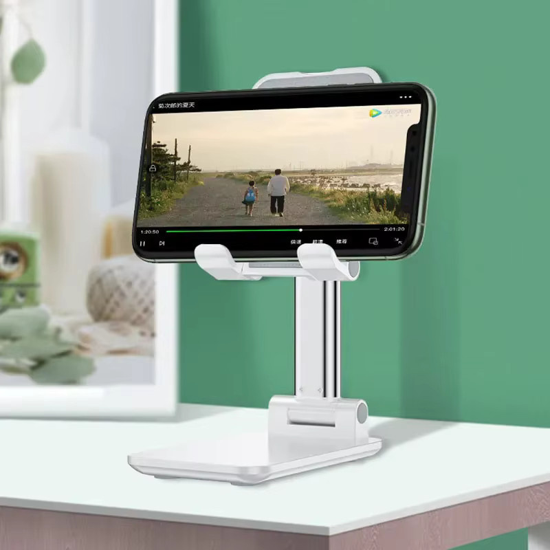 Einstellbarer Handy Ständer in Weiß für Schreibtisch, Bett und Küche, kompatibel mit Android, iPhone und iPad - Bild 2