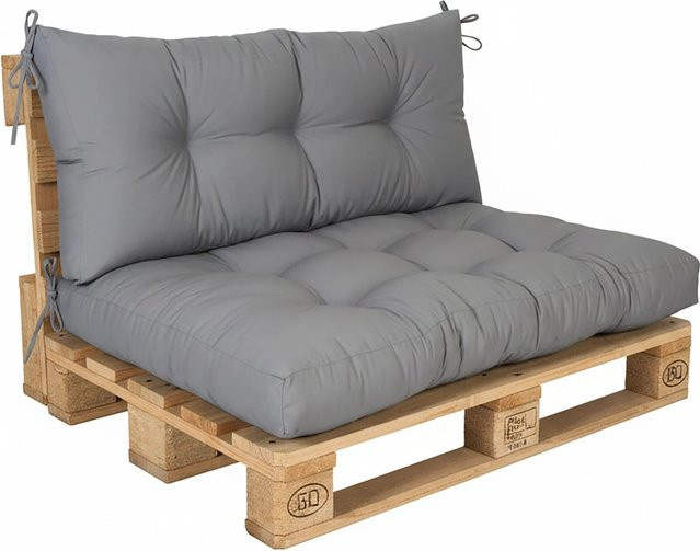 Relaxdays Palettenkissen Set aus Polyester in Grau mit Befestigungsschlaufen, B/T/H: 126 x 85 x 10 cm - Bild 1