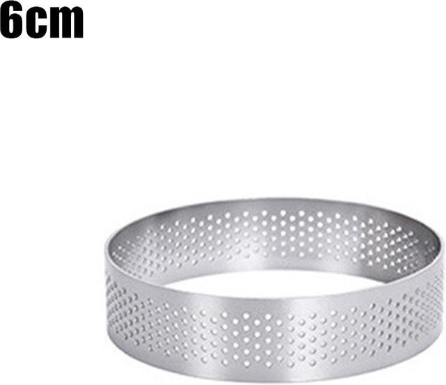 LETUZI Tartelettring aus Edelstahl, perforierte Tartelettform für Mousse und Gebäck, Silber - Bild 1