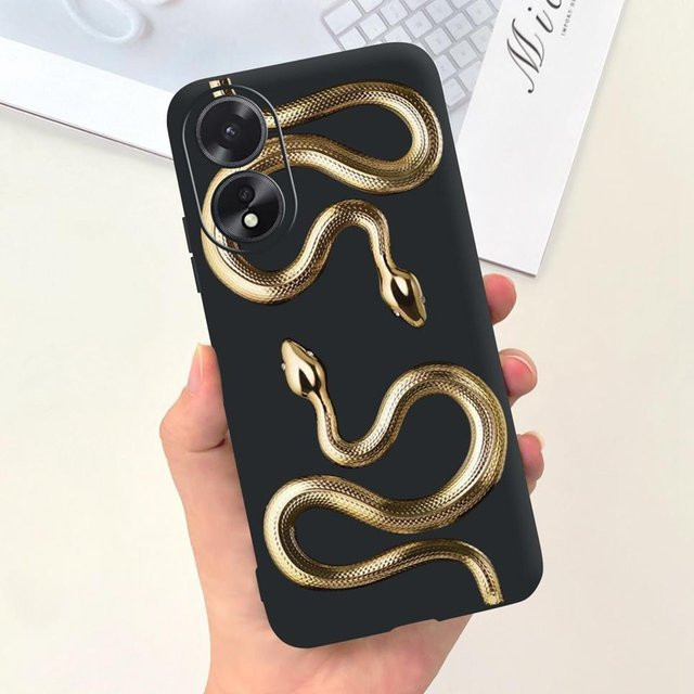 Handyhülle mit Astronauten- und Blumenmotiv für OPPO A17 und OPPO A17K aus weichem Silikon in Schwarz - Bild 1