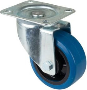 BS Lenkrolle LSS400.B61 aus verzinktem Stahl mit blauen Kunststoffrollen, Durchmesser: 125 mm, Tragkraft: 300 kg, Befestigung per Schraubplatte - Bild 1