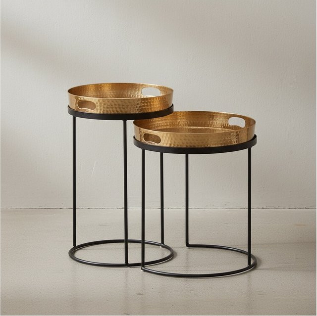 KADIMA DESIGN Beistelltisch NERA Gold mit Hammerstruktur aus Aluminium und Stahl, B/T/H: 38 x 38 x 45 cm - Bild 1