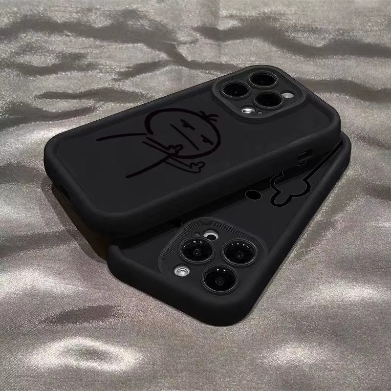 Xiaomi Handy Hülle mit Cartoon Stickman Design in Schwarz für Redmi Note 14 13 12 11 Pro Plus 5G 12S 11S 10S 10 12C 13C 14C 4G Soft Cover - Bild 4