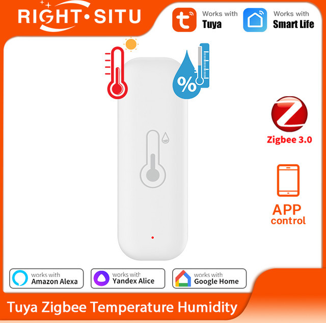 Tuya Zigbee 3.0 Temperatur und Feuchtigkeit Sensor in Weiß für Smart Home mit App-Steuerung und Kompatibilität zu Alexa, Yandex und Zigbee2MQTT - Bild 1