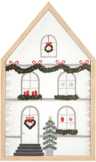 Rico Design Stickpackung Haus groß vorgezeichnet aus Baumwolle und Holz, B/H: 16 x 27 cm - Bild 1