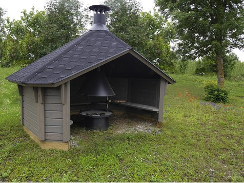 WOLFF FINNHAUS Gartenhaus Wetterschutzhütte aus Holz in Beige, B/H/T: 393 x 250 x 270 cm - Bild 1