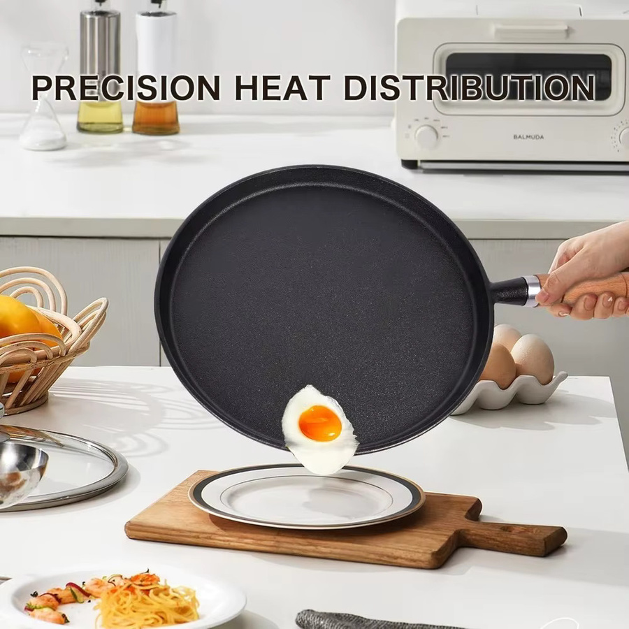 FEB.WIND Gusseisen Pfanne unbeschichtet Schwarz für Crepes, Eier und Steaks, geeignet für Gas und Induktion - Bild 3