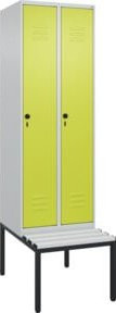 C+P Spind Classic PLUS Garderobenschrank mit Sitzbank, 2 Abteile, Lichtgrau, B/T/H: 212,0 x 60,0 x 81,5 cm - Bild 1
