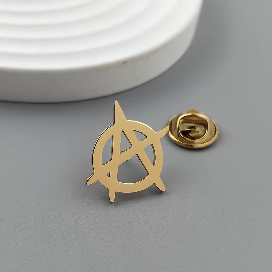 Brosche, 18 Karat vergoldeter Edelstahl, Radsymboldesign - Bild 2