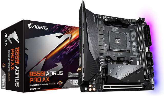 Gigabyte B550I AORUS PRO AX Mini-ITX Motherboard mit AMD B550 Chipsatz, Socket AM4, DDR4, Wi-Fi, Bluetooth und USB-C in Schwarz - Bild 1