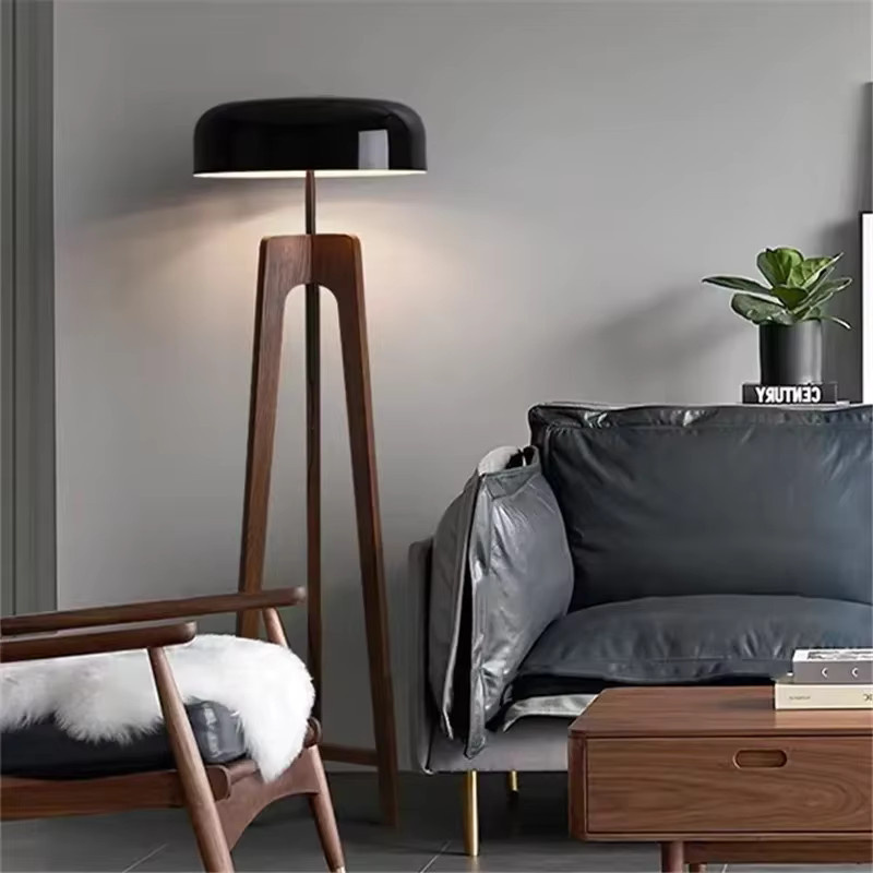 ZIMULONG Art Deco Stehlampe aus Holz und Metall in Schwarz mit E27 Fassung für Schlafzimmer und Flur - Bild 2