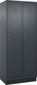 C+P Spind Classic PLUS Garderobenschrank mit Sockel, 2 Abteile, Anthrazitgrau, H x B x T: 195 x 80 x 50 cm, mit Zylinderschloss und 4 Garderobenhaken - Bild 1