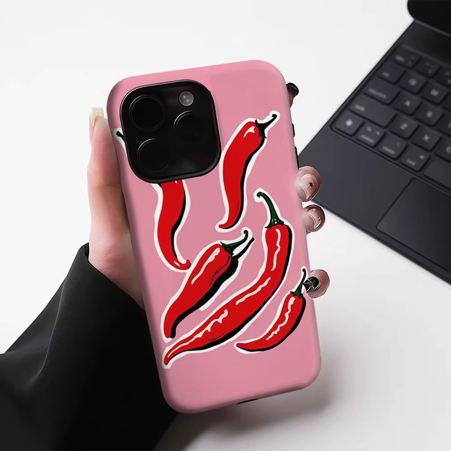 Potdemiel Robuste Handyhülle mit Scharfem Roten Chili Design für iPhone 17 16 15 14 13 Pro Max Plus, Magnetisch, Pink/Rot - Bild 4