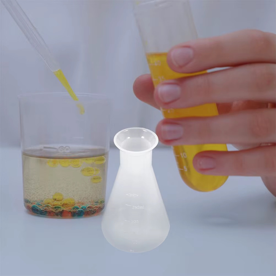 NUOLUX 4er Set konische Laborflaschen aus Kunststoff, transparent, 250 ml, mit breiter Öffnung und Graduierung - Bild 2