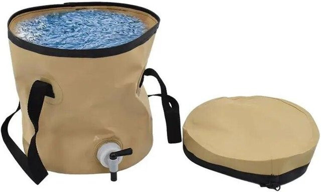 Binchi Outdoor zusammenklappbarer Camping-Wasserbehälter mit Wasserhahn, 10 l, beige - Bild 1