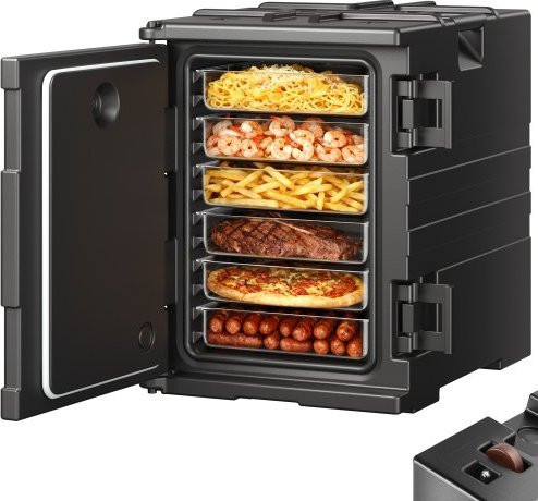 VEVOR Isolierte Thermobox Warmhaltebox 90 L in Schwarz, LLDPE-Lebensmittelbehälterträger mit Doppelschnallen und Griffen, B/T/H: 64,5 x 44,5 x 61 cm - Bild 1