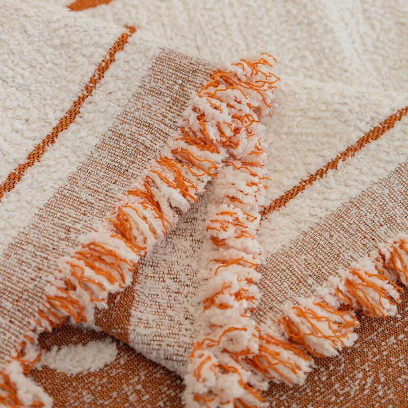 Super Six Chenille-Sofabezug aus Polyester in Weiß, bedrucktes Plüsch-Sofahandtuch mit Quasten, Breite: 180 cm, Tiefe: 130 cm - Bild 2