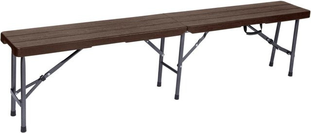 DELUKE Gartenbank OLE in Holz-Optik, wetterfeste Klappbank aus Kunststoff und Stahl in Braun, B: 180 cm - Bild 1
