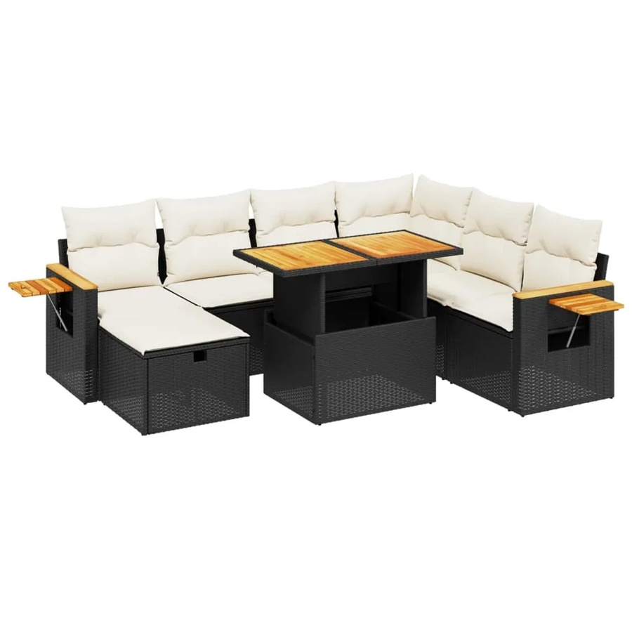 vidaXL 8-tlg Garten-Sofagarnitur aus Polyrattan mit Kissen in Schwarz und Weiß - Bild 2