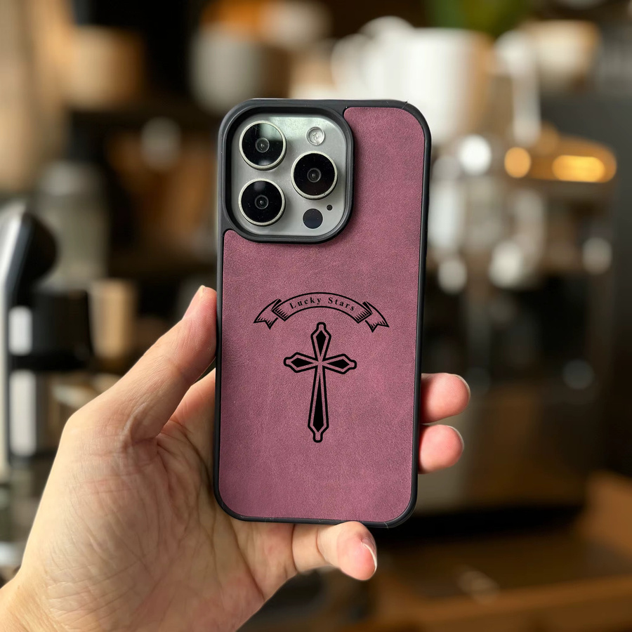 Luxus Wildleder Handyhülle Lucky Star Cross für Apple iPhone 17 16 15 14 13 12 11 Pro Max Plus und 16e - Bild 2