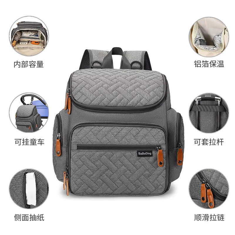 Multifunktionale Wickeltasche als Rucksack mit Wickelunterlage in Grau - Bild 3