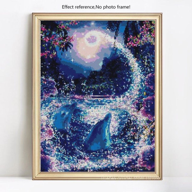 FIYO Diamond Painting Landschaft Mosaik Set mit runden Steinen, mehrfarbig, B: 30 cm x H: 20 cm - Bild 1