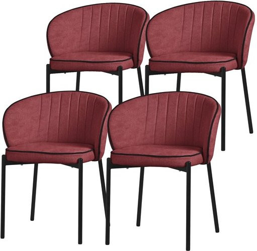 ML-Design 4er Set Esszimmerstühle Rot mit Armlehnen und Metallbeinen - Bild 1