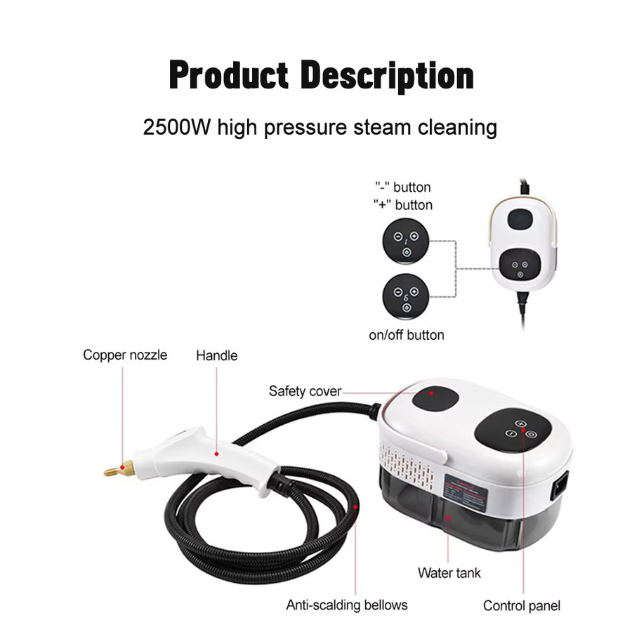 BALASHOV Handheld Dampfreiniger 2500W in Weiß für Haushalt und Auto zur Hochtemperatur-Sterilisation - Bild 5