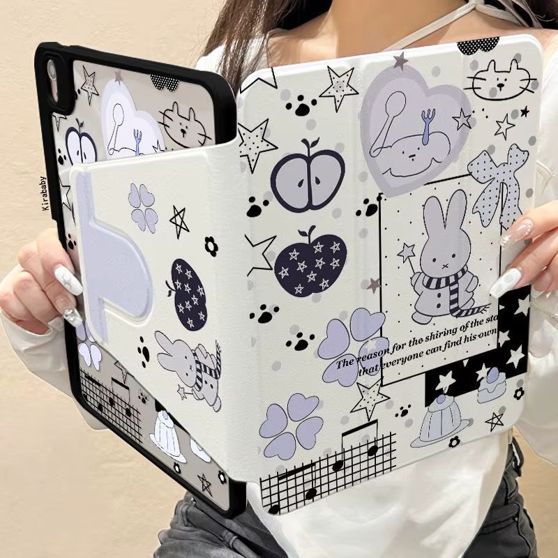 Miffy Kawaii Drehbare Acryl iPad Schutzhülle mit Stoßfestem Airbag für iPad Air 6/7 Pro und iPad Mini 7 - Bild 2