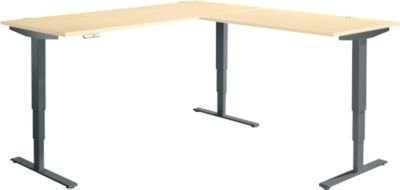Elektrisch höhenverstellbarer Winkelschreibtisch AERO FLEX in Ahorn und Anthrazit mit Memorypanel, B/T: 200 x 200 cm - Bild 1