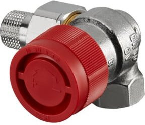 Oventrop Thermostatventil Baureihe AF DN 15, Wi-Eck, rechts, Messing vernickelt, rot, einstellbar - Bild 1