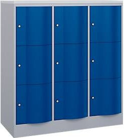 C+P Schließfachschrank Resisto mit 3 Abteilen und 9 Fächern, Weißaluminium/Enzianblau, B/T/H: 114,8 x 54,0 x 125,5 cm - Bild 1