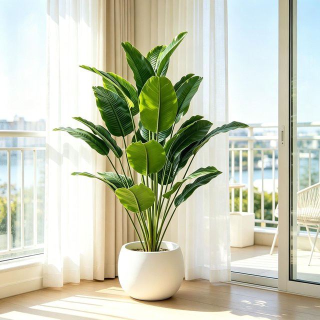 Künstliche Paradiesvogelbaum Pflanze HOME9 in Grün mit 18 Blättern, Höhe: 67-112 cm - Bild 1