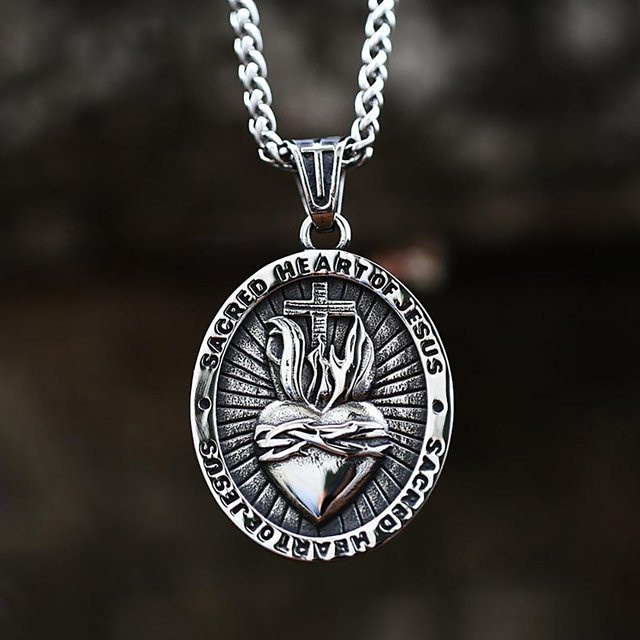 NORTHMAN Halskette, Kreuz Anhänger, Edelstahl, Silber, Vintage, Unisex - Bild 1
