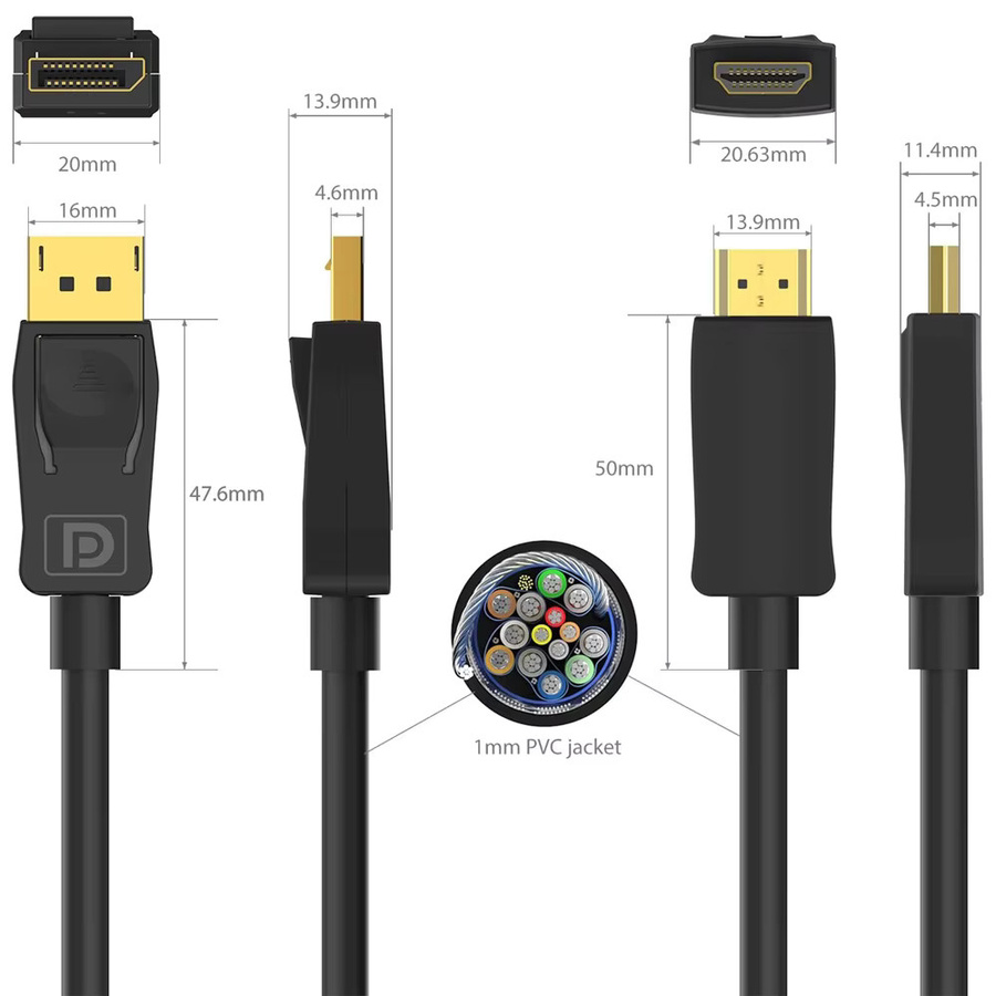 Navceker DisplayPort zu HDMI Konverter Adapter für 4K 60Hz, Schwarz - Bild 5