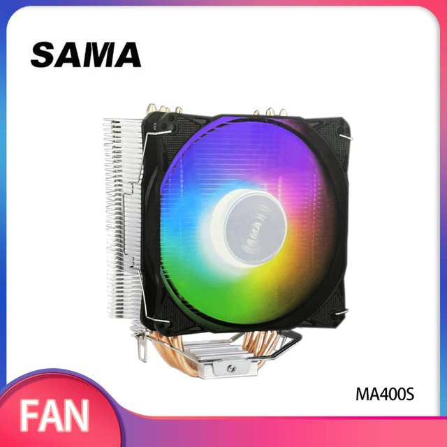 SAMA MA-400S CPU-Luftkühler mit 4 Heatpipes, 3-Pin PWM und ARGB, Multicolor, kompatibel mit Intel LGA 115X 1366 1200 1700 und AMD AM3 AM4 AM5 FM2 FM1 - Bild 1