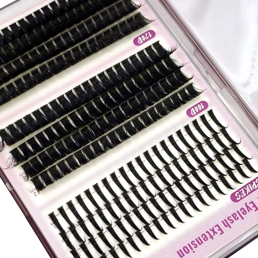 AMSDCN Spikes Einzelwimpern, 12 Reihen, Cluster, flauschig, dick und dicht - Bild 6