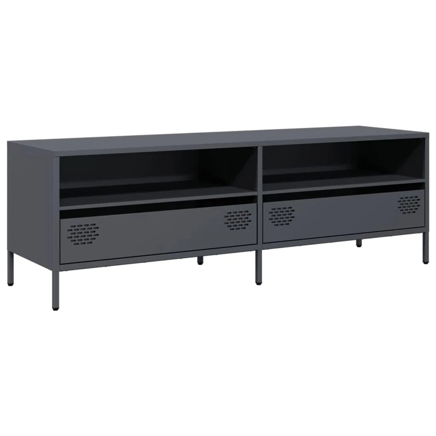 vidaXL TV-Schrank aus kaltgewalztem Stahl in Anthrazit im Industrie-Stil B/T/H: 135 x 39 x 43,5 cm - Bild 2