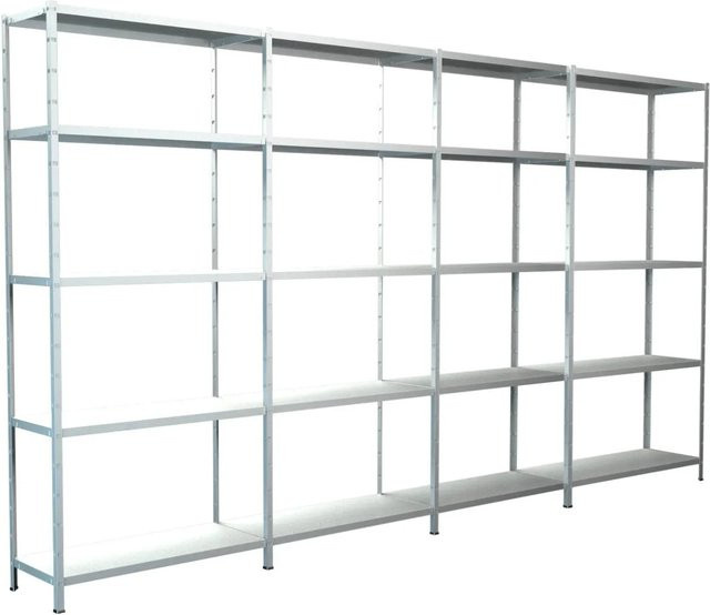 Schulte Steck-Grundregal mit 3 Anbauregalen aus Metall in Weiß, B/T/H: 380 x 200 x 35 cm - Bild 1