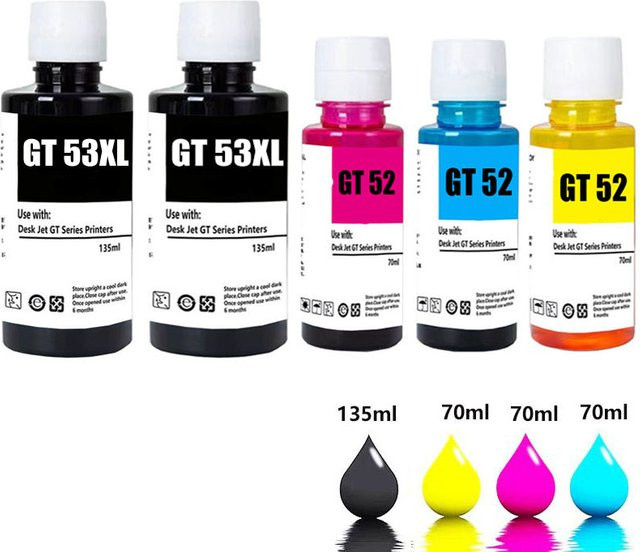 HP GT53XL GT52 Nachfülltinte Schwarz für Inkjet-Drucker - Bild 1