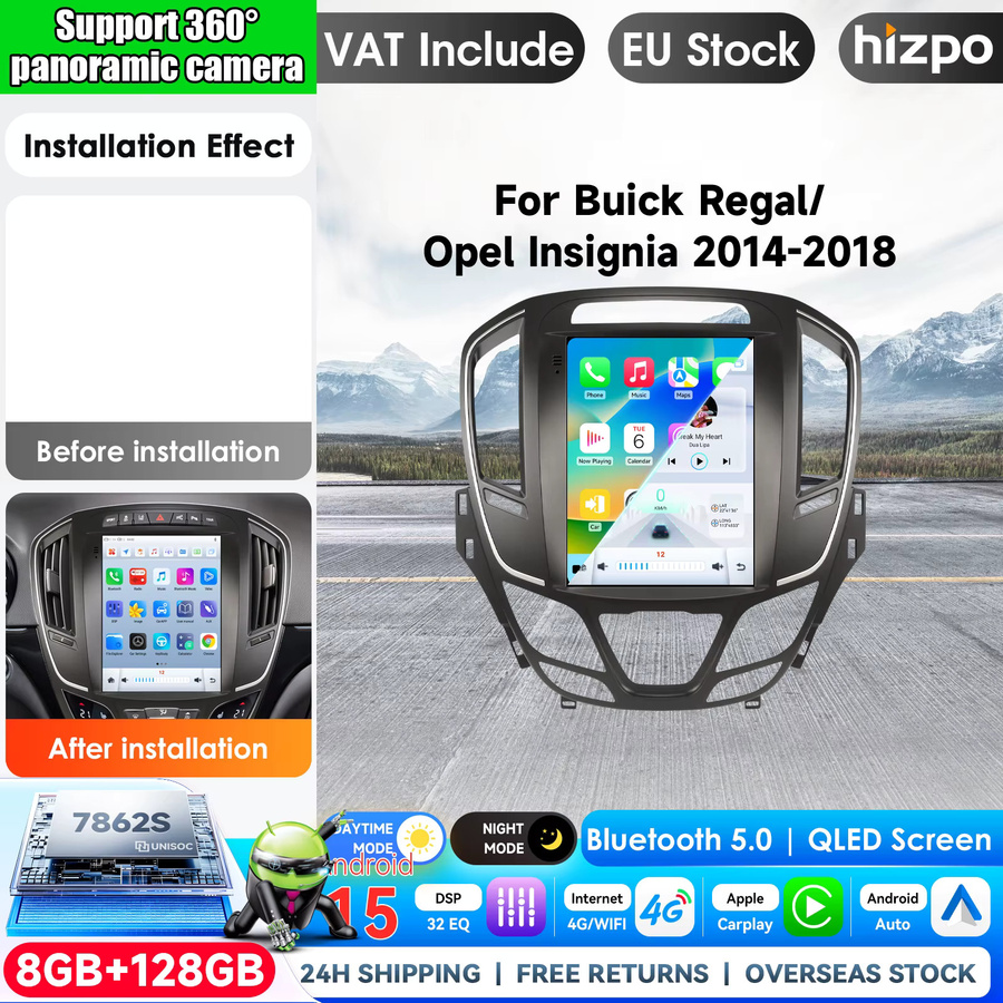 Hizpo Intelligentes Android-Autoradio für Buick Regal und Opel Insignia 2014-2018 mit 9,7 Zoll Display, Multimedia-Player mit GPS, WIFI und 4G, Stereo-Audio 2-DIN Haupteinheit in Schwarz - Bild 1