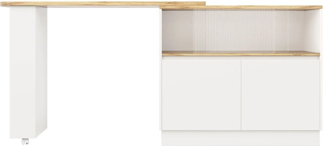 okwish Sideboard mit Drehfunktion und Glasablagen in Weiß, B/T/H: 90 x 45 x 100 cm - Bild 1