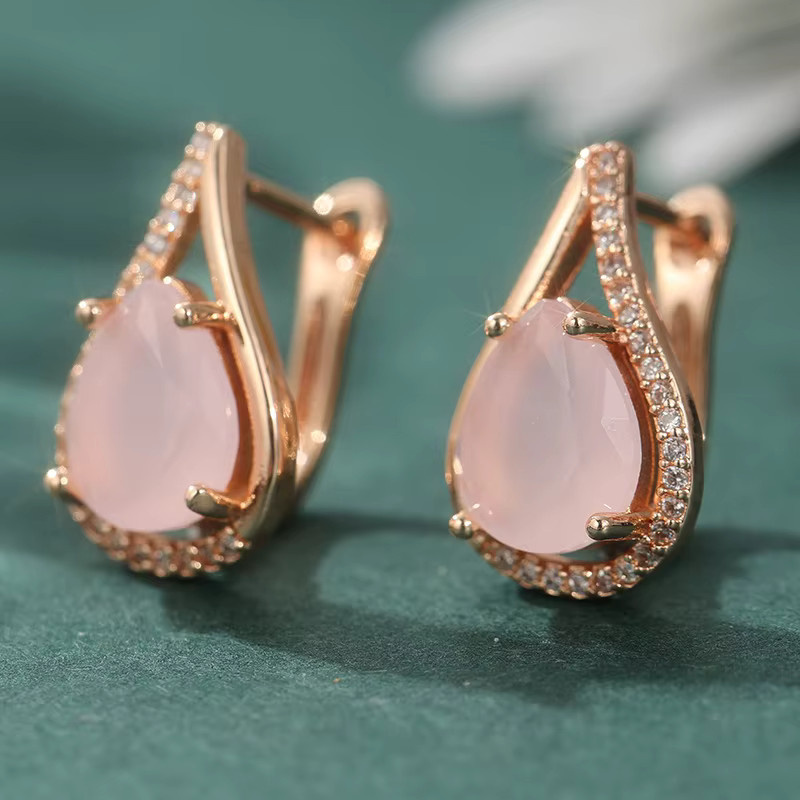 YoYo Ohrringe, rosa synthetische Opal-Tropfen, Zirkonia, Damen, Roségold - Bild 3
