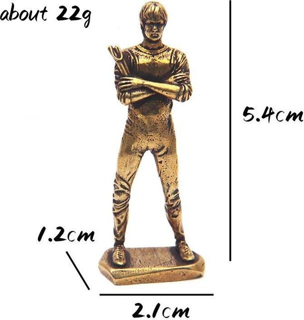 Antike Kupferfigur Chinesischer Kung Fu Superstar als Schreibtischornament in Gold - Bild 1