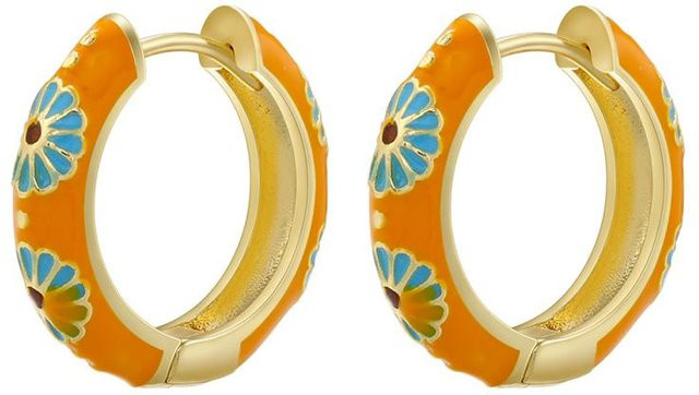 YULIN Creolen, Kupfer, Gold, Emaille, Gänseblümchen, Damen - Bild 1