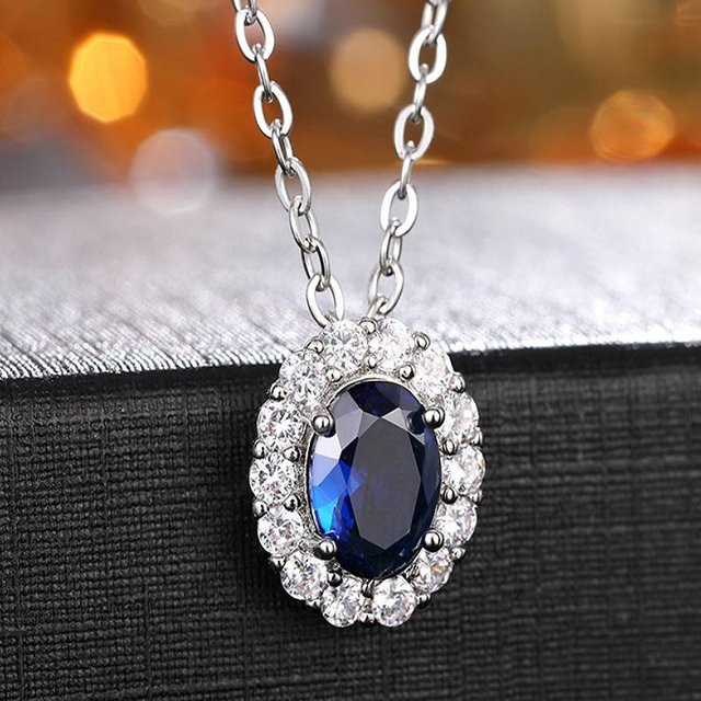 Huitan Halskette mit Anhänger, Silber, blauer Zirkonia, Damen - Bild 1
