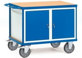 Fetra Tischwagen 2475 mit TPE-Reifen in Grau und Blau, Tragkraft 600 kg, B/T/H: 70 x 50 x 60 cm - Bild 1
