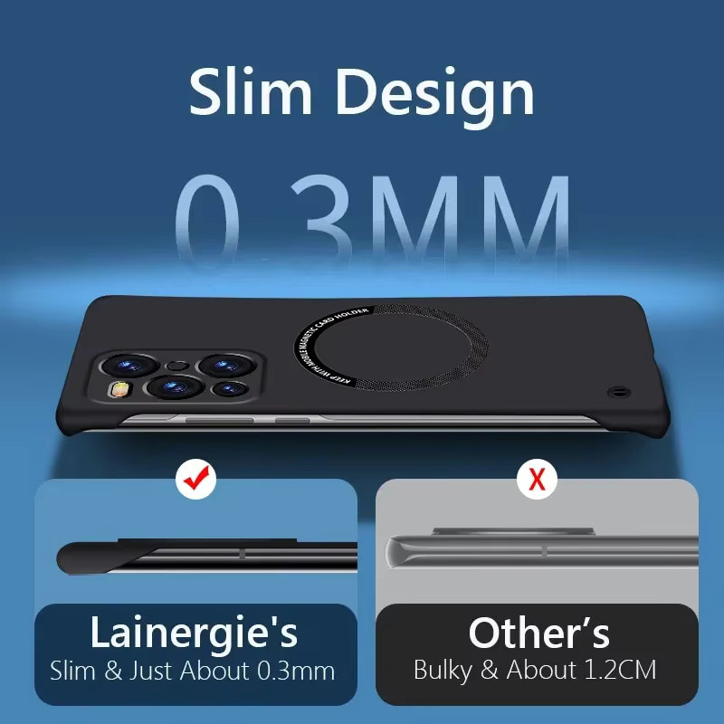 Ultradünne rahmenlose magnetische MagSafe Schutzhülle aus mattem PC für OPPO Find X8, X7, X6 und X5 Pro in Schwarz oder Orange - Bild 2