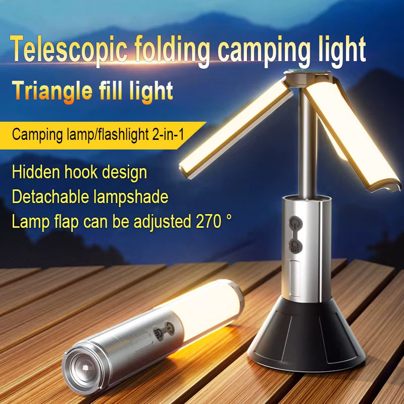 ESMARTER Tragbare Teleskop-LED-Taschenlampe in Silver Black, wiederaufladbar und zusammenklappbar mit COB-Suchscheinwerfer für Camping und Outdoor - Bild 4